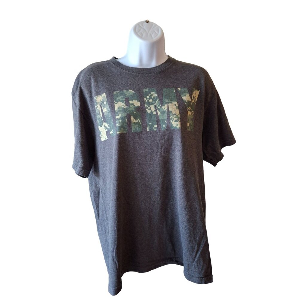 US Army Mens Graphic T Shirt Camouflage Gray M Grunge Streetwear